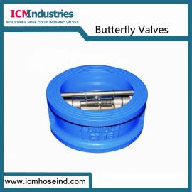 Wafer type swing double disk check valve